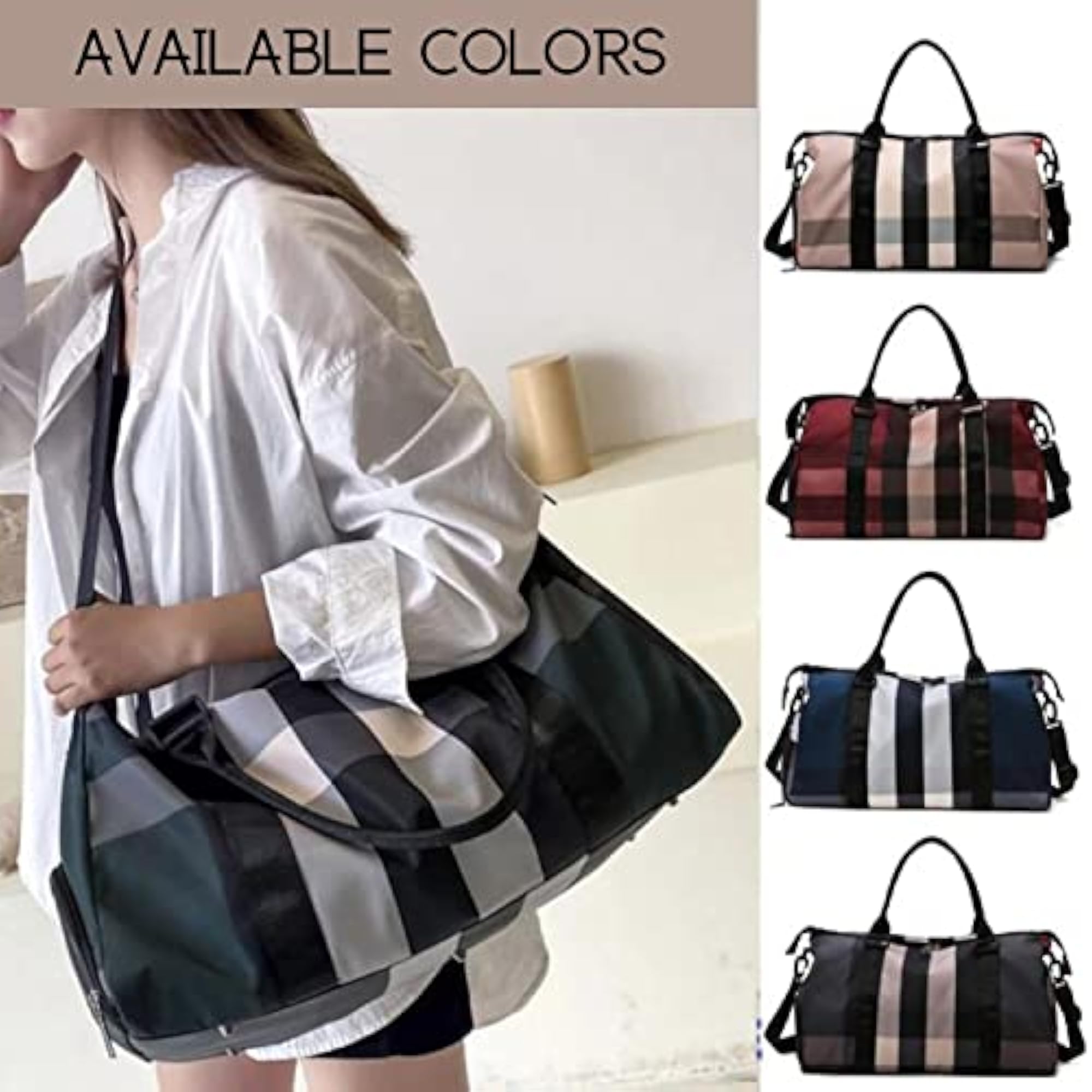 Nylon Duffle Bag with Shoe Compartment